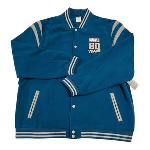 NWT SOLD OUT MARVEL 80 YEAR ANNIVERSARY LETTERMAN BOMBER JACKET MEN'S XL‎